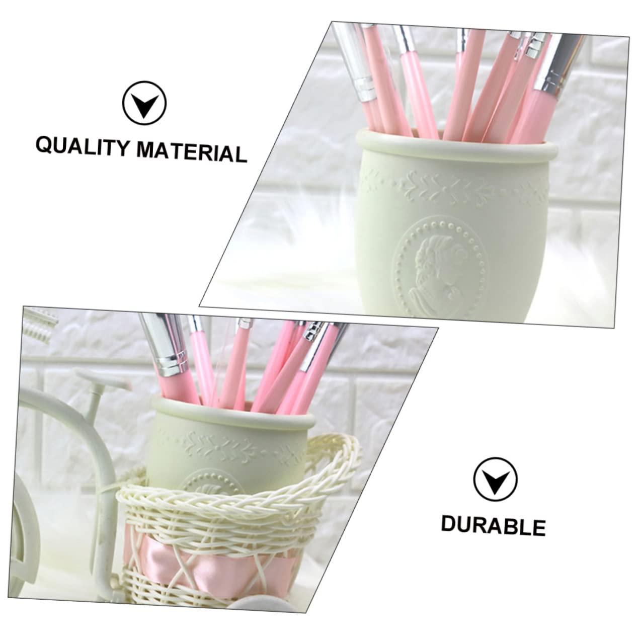 3piezas Organizador De Escritorio Para Brochas De Maquillaje y Utensilios De Oficina Contenedor De Almacenamiento De Cosméticos y Material De Papelería Diseño Elegante y