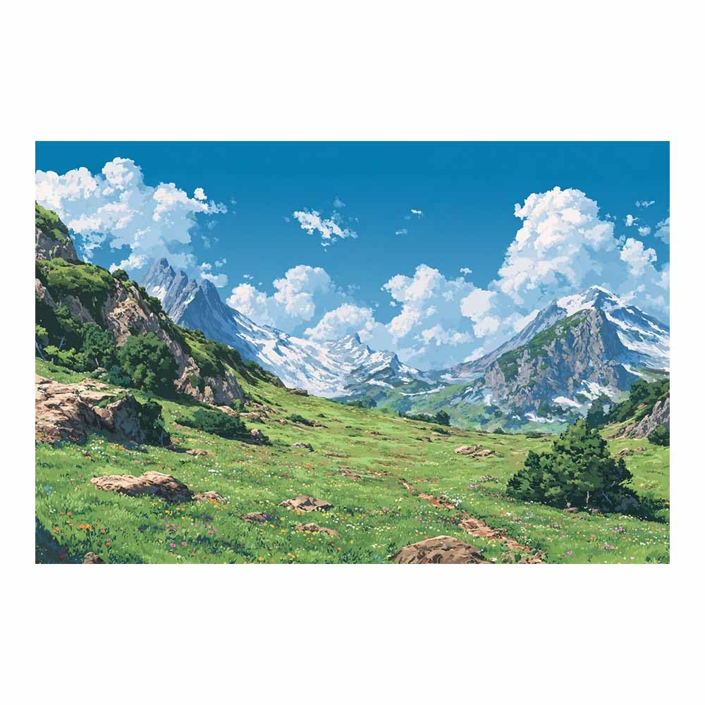 HUYEEI Canvas Print Wall Art Mountain Plains Modern Nature Landscape Poster, for living room, bedroom,Corridor Office Room Decoretc.(green)-70x100cm Unframed