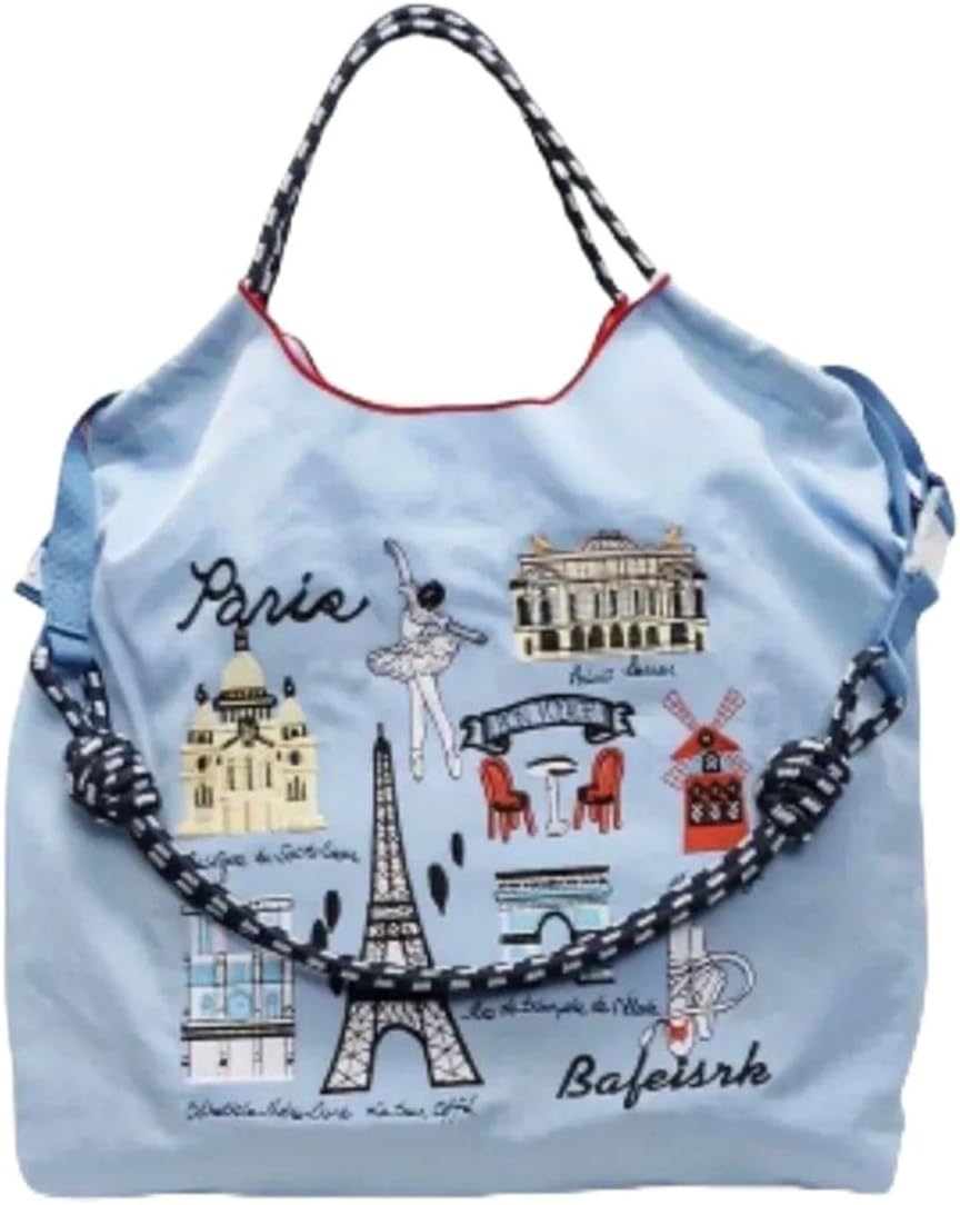 ショルダーストラップつき 大容量 刺繍 エコバッグ 夏 トートバッグ 鞄 手提げ ショルダー 2wa