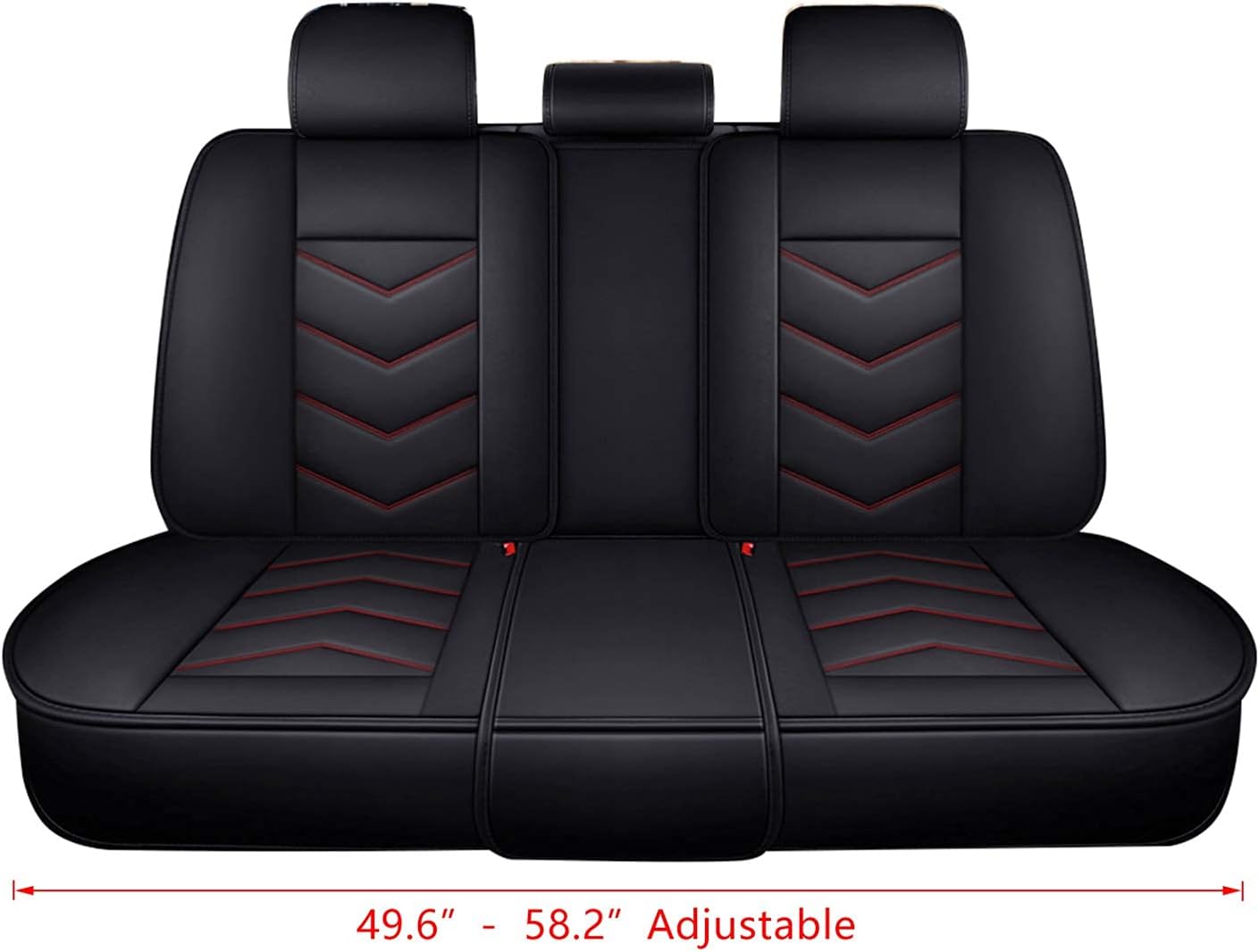 Universal Car Seat Covers Full Set with Headrest&Waist Pillow for 5-Seat Vehicles Front&Rear Full Coverage Seat Cushion, Black&Red