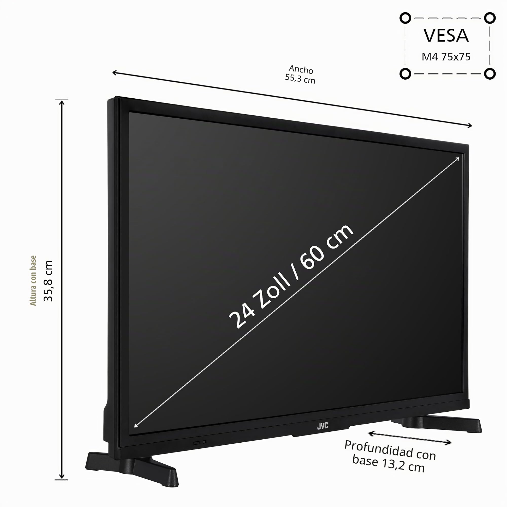 JVC Televisor Android Smart TV HD Ready, HDR TV con sintonizador triple, TV LED LT-24VAH3455
