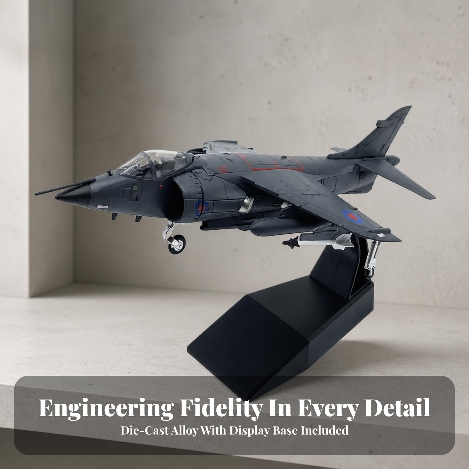 Modello Aereo Militare - in 1 72 con Carrello Fisso E Base Espositiva per Collezione da Scrivania