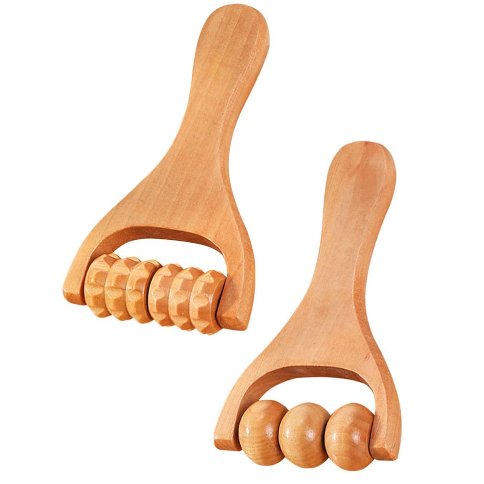 Rodillo de masaje de madera, 2 unidades, rodillo facial con mango, piernas, manos, cuerpo, cara, cuello, anticelulitis para gua sha raspado