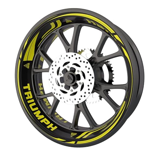 Triumph Motorrad-Felgen-Sticker Komplettset (Aufkleber für 2 Felgen) (Gelb)