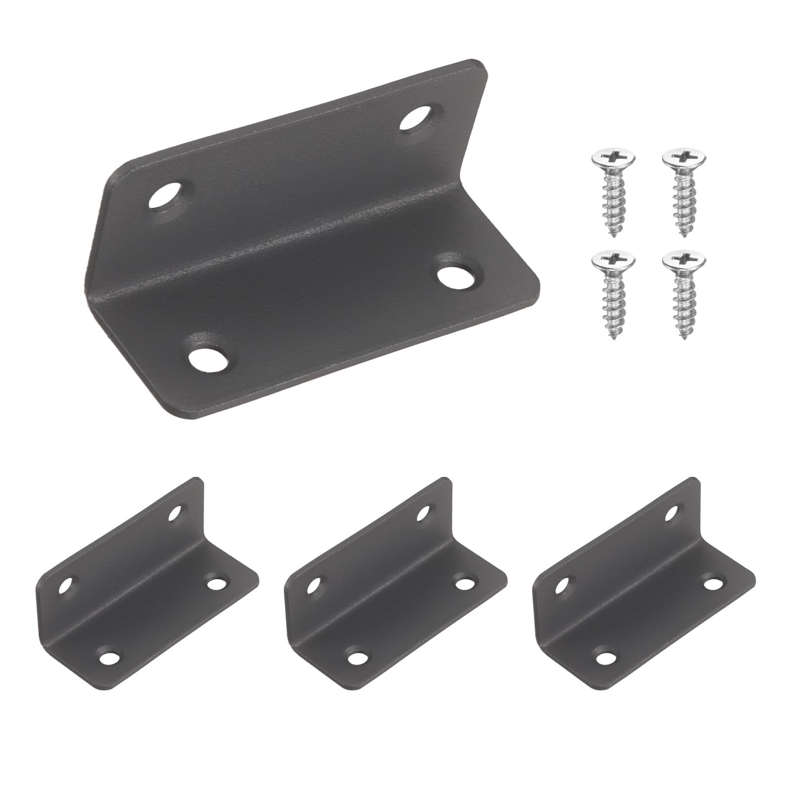 sourcing map 4Pcs Angle Brackets for Wood, Stainless Steel Corner Brackets with Screws, L-Shape Corner Brace for Fixing Repairing Jointing Furniture Shelves Cabinets (60x25x25mm, Grey) โ image 1