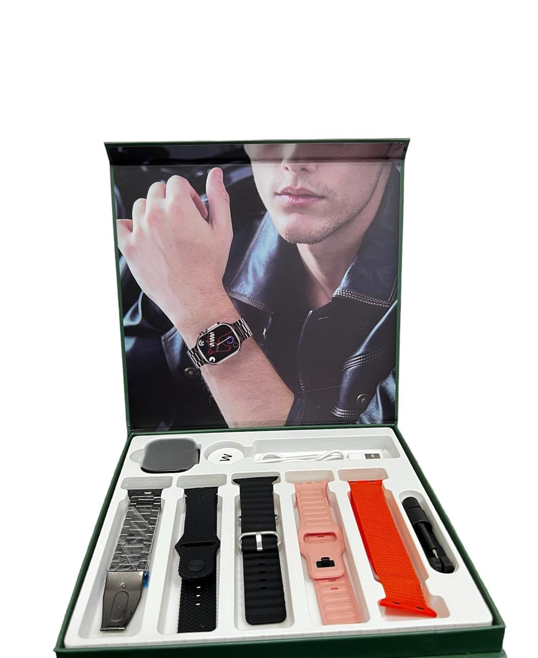 K W 20 Ultra2 5 straps Large Display Smart Watch For Adults and Kids With Wireless Charging