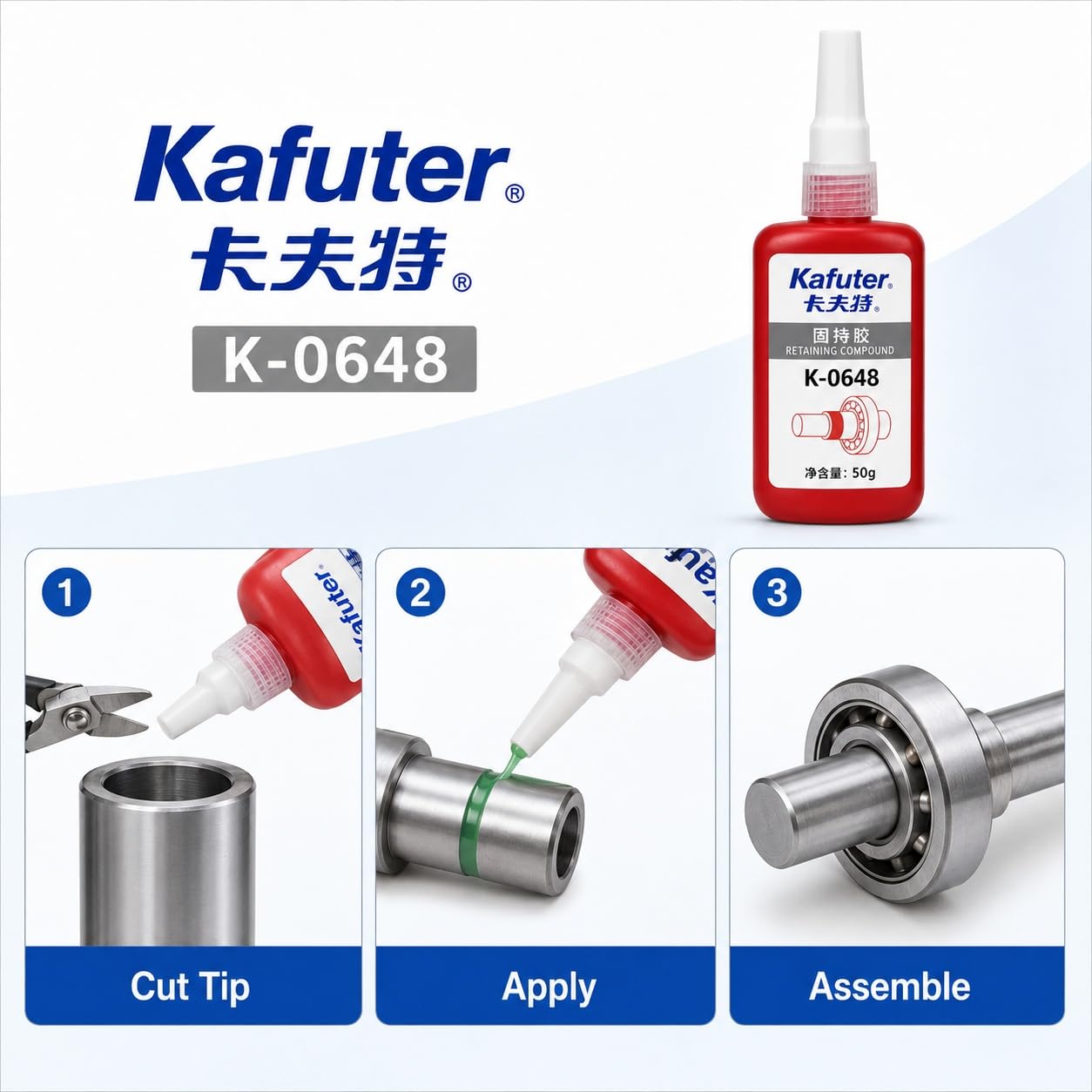 VIDOO Kafuter K-0648 Fijador Mecánico Antideslizante Verde, Retenedor Manguito Permanente Viscosidad Media, Gel Estabilizador Polea Resistente, 250g
