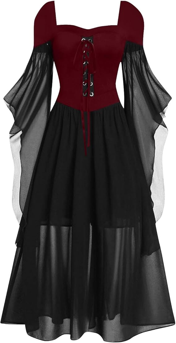 OIOLOYJM Witch Costume Women Sexy Plus Size Renaissance Vampire Gothic Halloween Costumes Woman 2025 Clothes Dresses