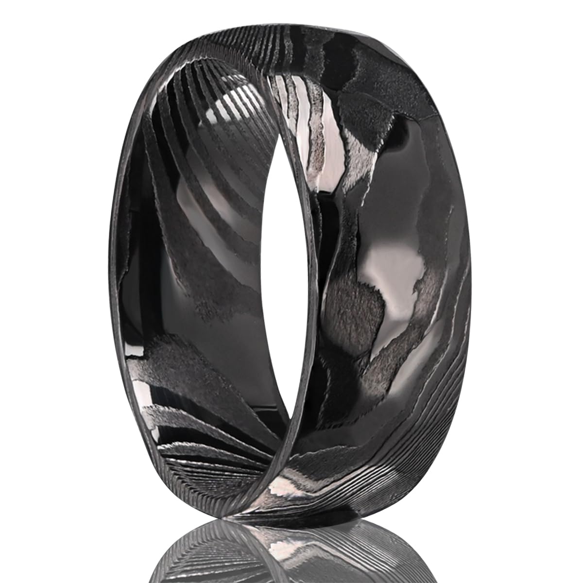 Gold/Black Damascus Steel Rings for Men Men's Wedding Bands