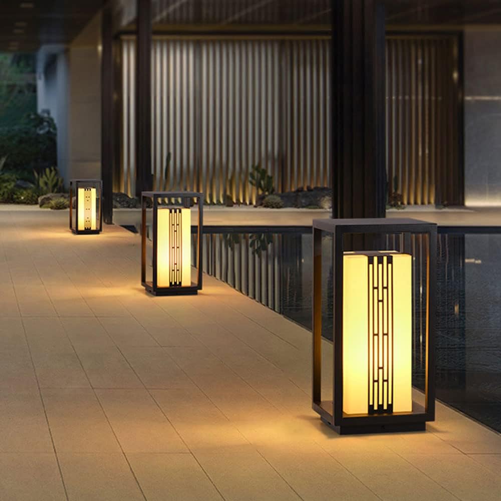 Landscape Floor Lamp Modern Outdoor Lantern Waterproof IP54 Outdoor Light Column with Base Mount Pillar Decorative Patio Lighting
