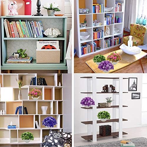 Fycooler Artificial Flowers in Pot/Artificial Faux Greenery Shrubs Fake Plants Topiary Grass Greenery Faux Plastic Plants Indoor &Outdoor House Office Desk Bathroom Kitchen DIY Decor Set of 4