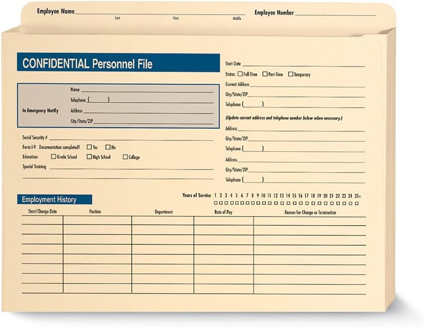 Confidential Personnel File Expandable, 12 x 9 1/2 x 1 1/2, Pack of 25 (A222)