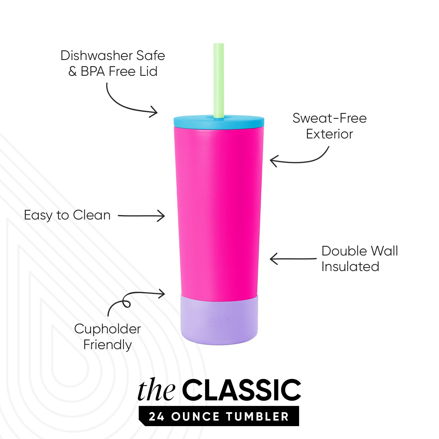 Simple Modern Classic Tumbler with Lid, Straw, & Boot | Insulated Iced Coffee Cup Reusable Stainless Steel Water Bottle Travel Mug | Gifts for Women Men Her Him | 24oz | 80s Mix