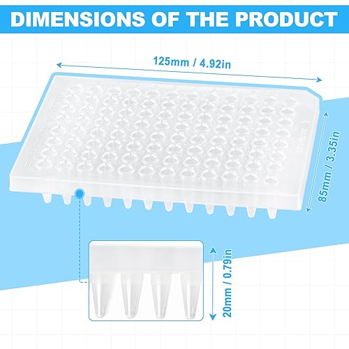 Miniatura 8 de Biologix - Placas PCR de 96 pocillos, media falda, color transparente, no estériles, caja de 100 unidades