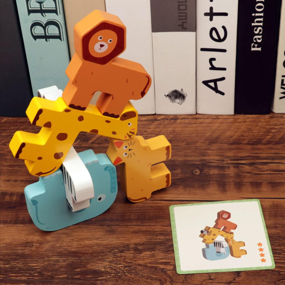 Juguete Bloques Madera Montessori Balance Apilamiento Animales