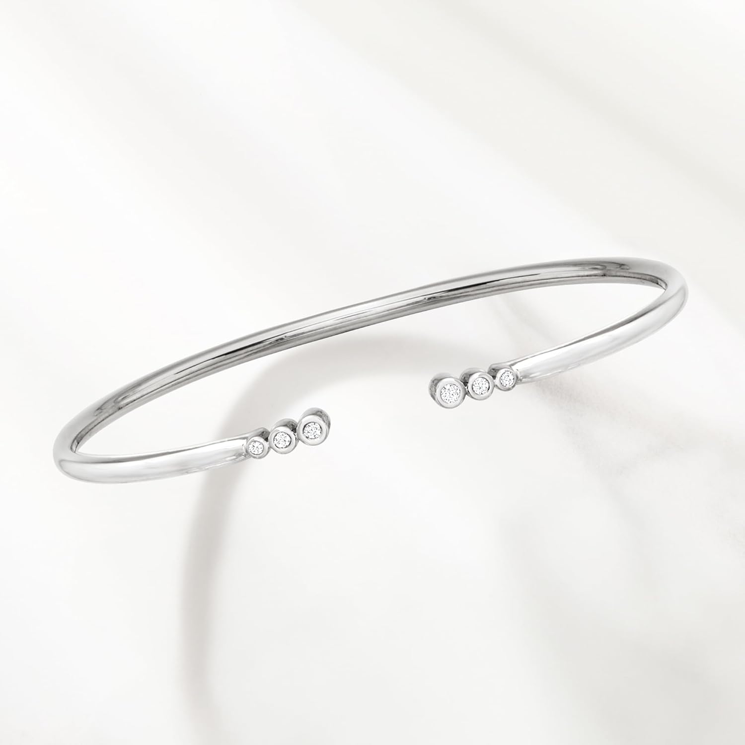 Pure Collection by Ross-Simons 0.10 ct. t.w. Bezel-Set Diamond Open-Space Cuff Bracelet in Sterling Silver