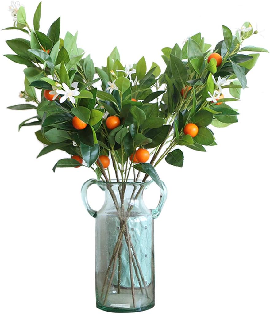 Artificial Fruits Decoration Office Decor Fake Plants Table Decor Nearly Real Plastic Fruit Branch for Desk Decoration Ornaments (Small cumquat)