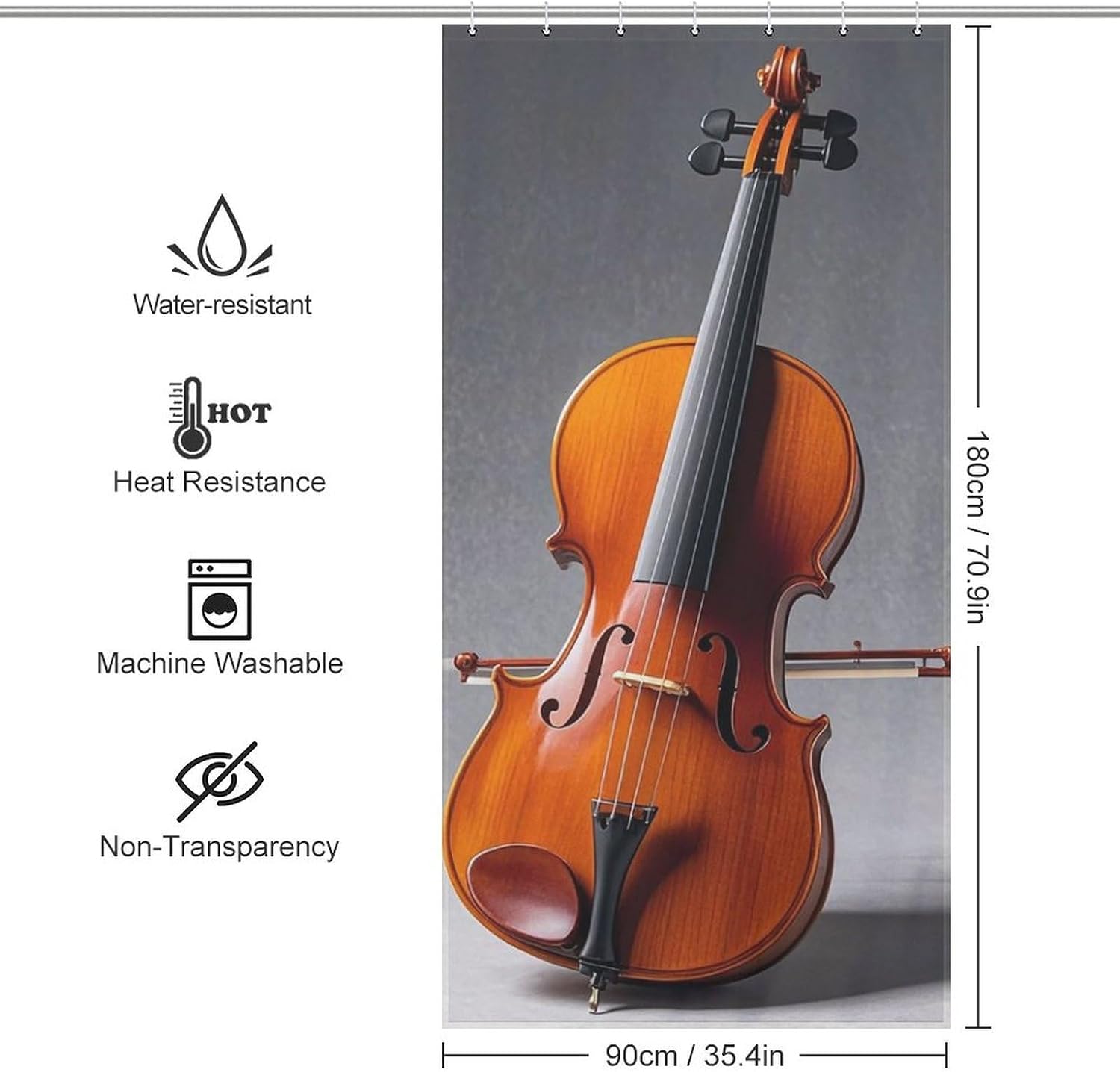 Cello Model Kit Boho Shower Curtains Decor Waterproof Farmhouse Bathroom Curtain with 12 Hooks Modern Extra Long Bathroom Curtains Washable Fabric Decorative Bath Curtain 36x72Inch（92x183cm） image 2