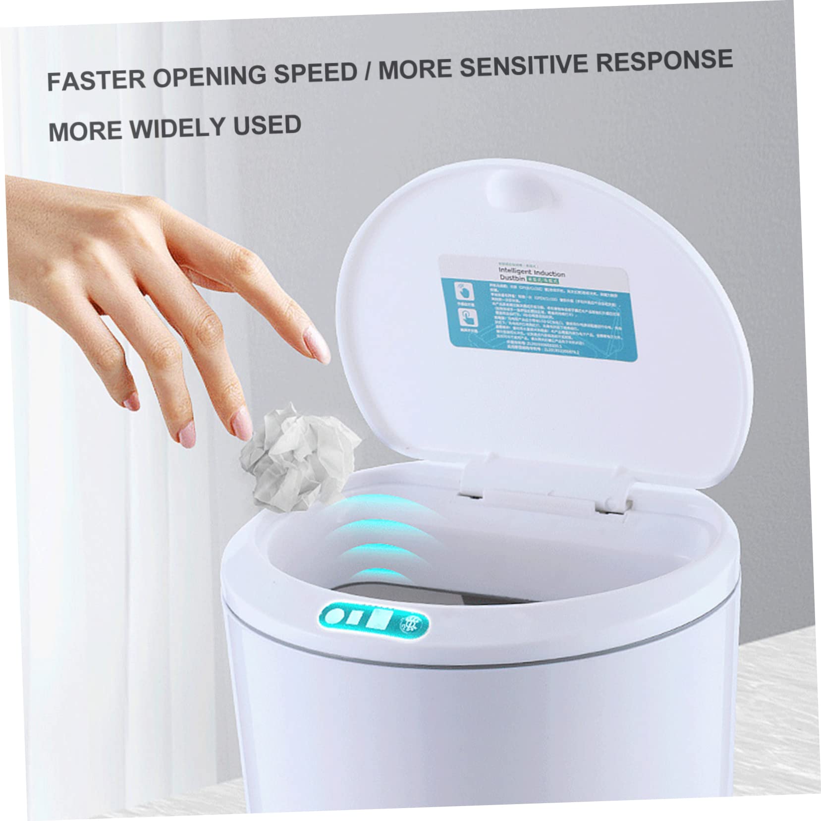 Cabilock Poubelle de Voiture Intelligente à Capteur Infrarouge, en Plastique Blanc Compacte et Peu Encombrante pour Véhicule et Bureau