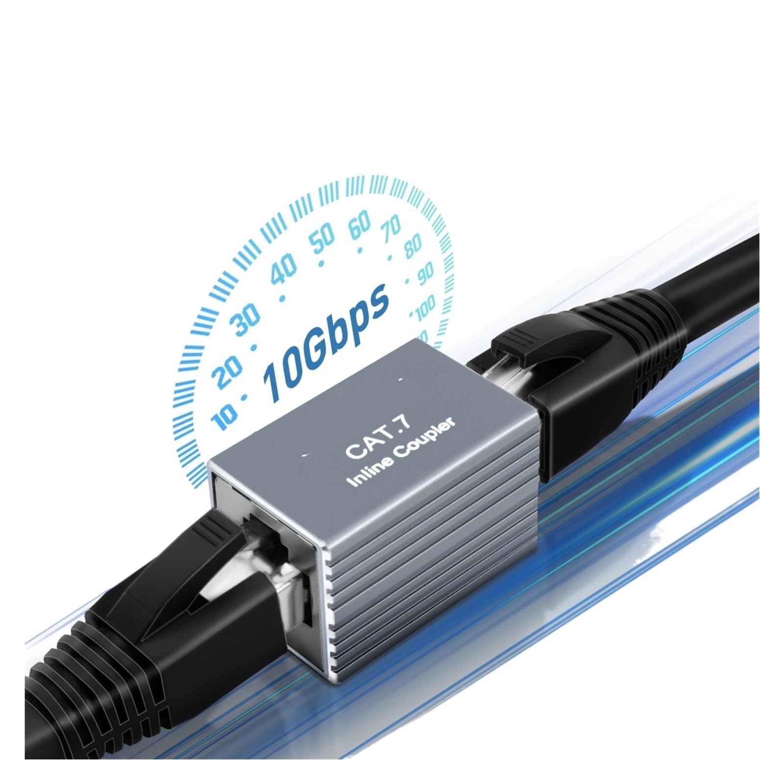 Adattatore accoppiatore Ethernet RJ45 da 10 Gbps, lega di alluminio femmina-femmina Cat5E Cat6 Cat7(3 pcs,Silver)