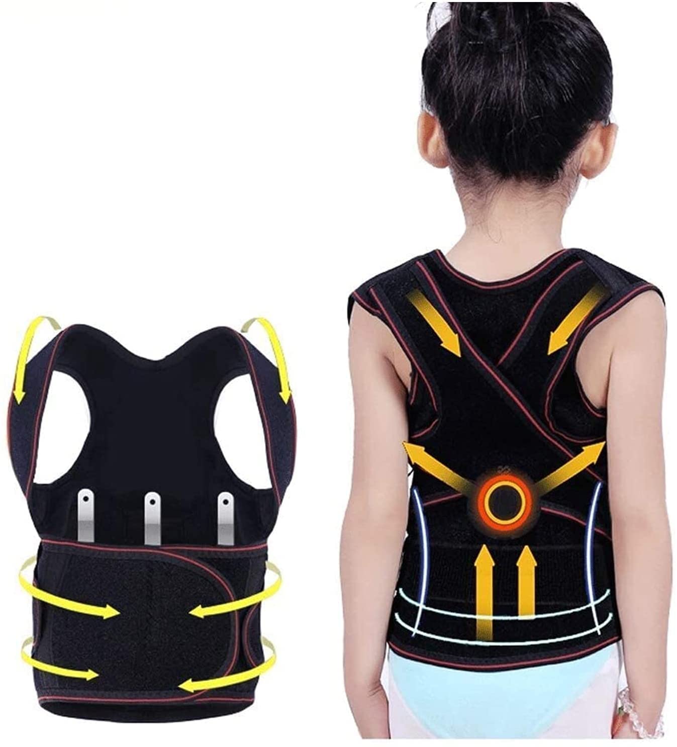 Corrector De Postura Corrector De Postura De Espalda Completa, Jorobado para Niños, El Mejor Soporte Ergonómico para La Espalda, Ayuda A Mejorar La Postura, Soporte para Ci,Black-Small