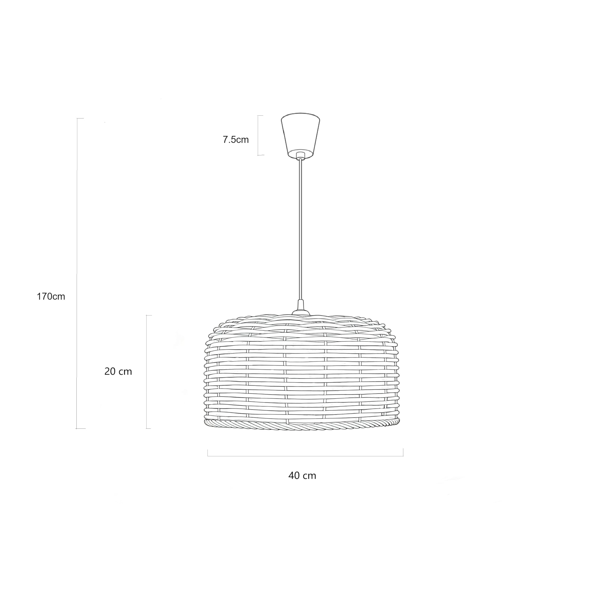 LEDKIA LIGHTING Lámpara Colgante Exterior Efecto Ratán Léa Drum S Natural E27