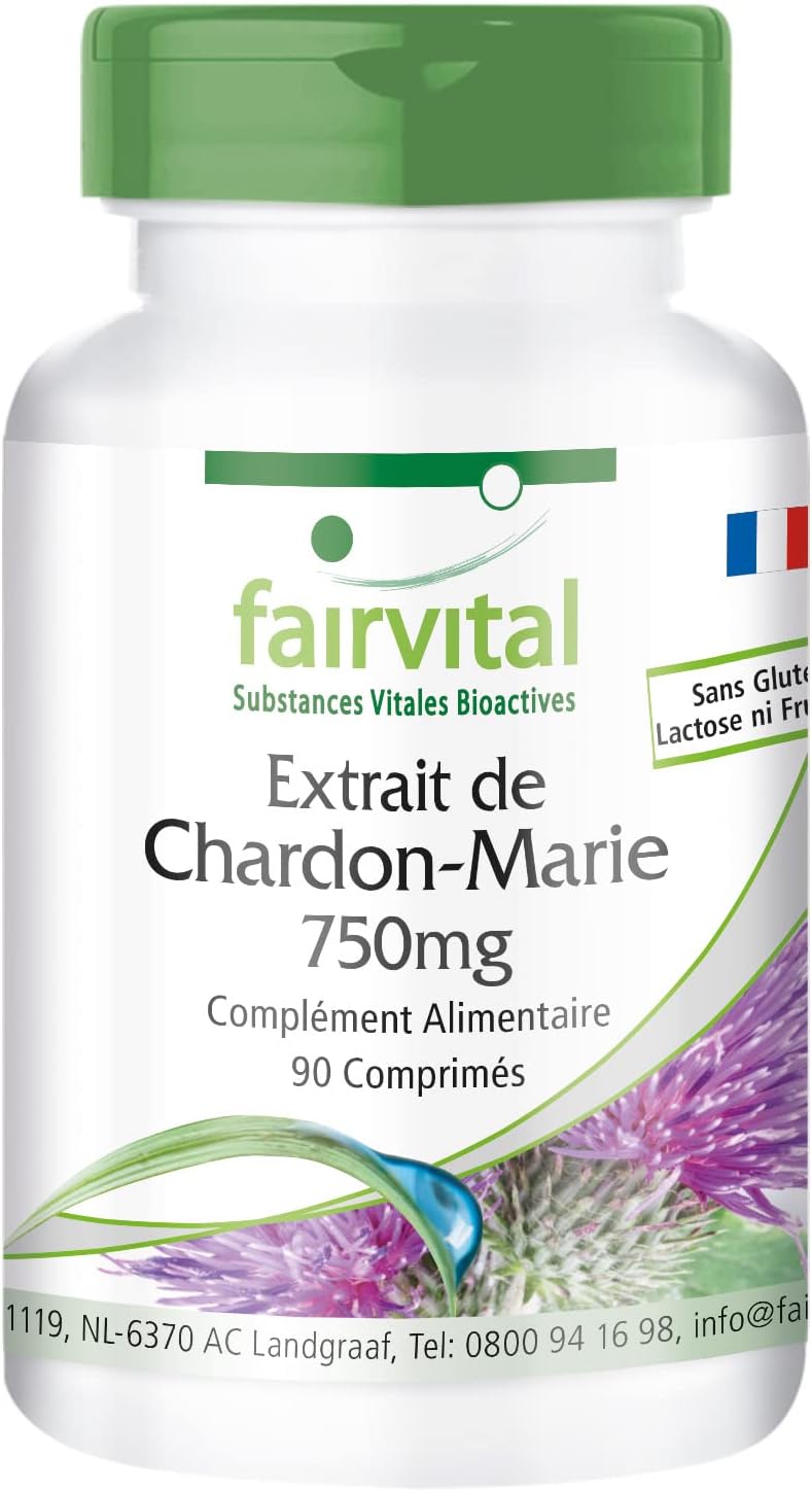 fairvital Milk Thistle Extract 750mg, 90 Tablets, HIGHLY DOSED with 750mg Milk Thistle Extract Per Tablet, VEGAN, 80% Silymarin