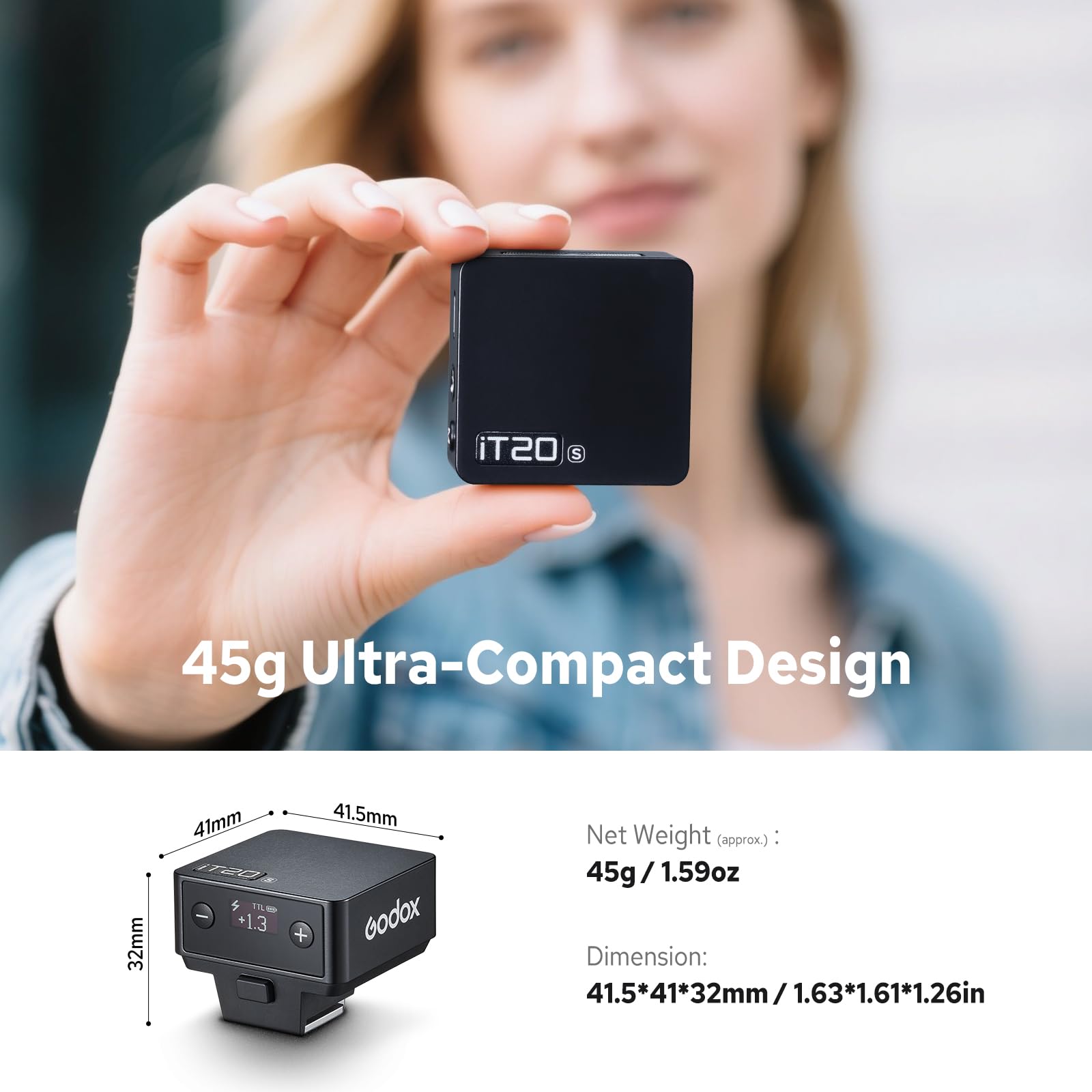 Godox IT20-R TTL Mini Flash For Ricoh GR III GR3, IT20R Compact On-Camera Flash, P-TTL Compatible, USB-C Rechargeable Battery, Magnetic Colour Filters Included