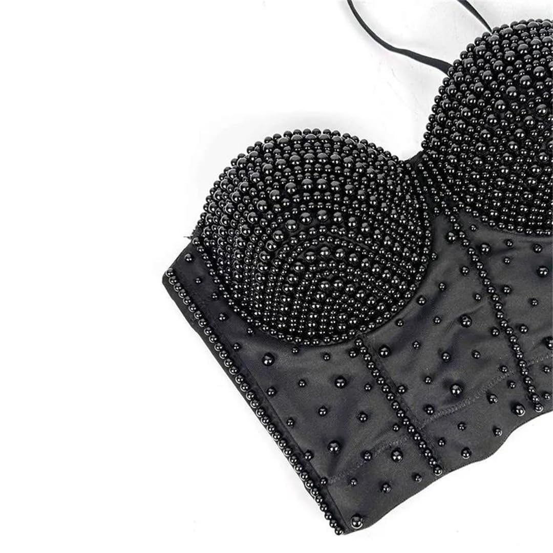 Yeuyyben Top corto da donna con paillettes corsetto senza maniche party club slim fit moda canotta