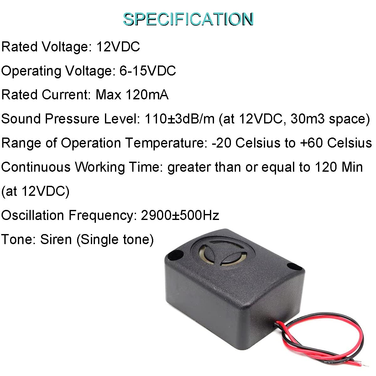4 pz Nero Mini Piezo Sirena di Allarme 12V DC 110dB Assicurazione Antifurto HighDecibel Square Shell Allarme Buzzer Attivo con Clip a Coccodrillo per Casseforti Auto