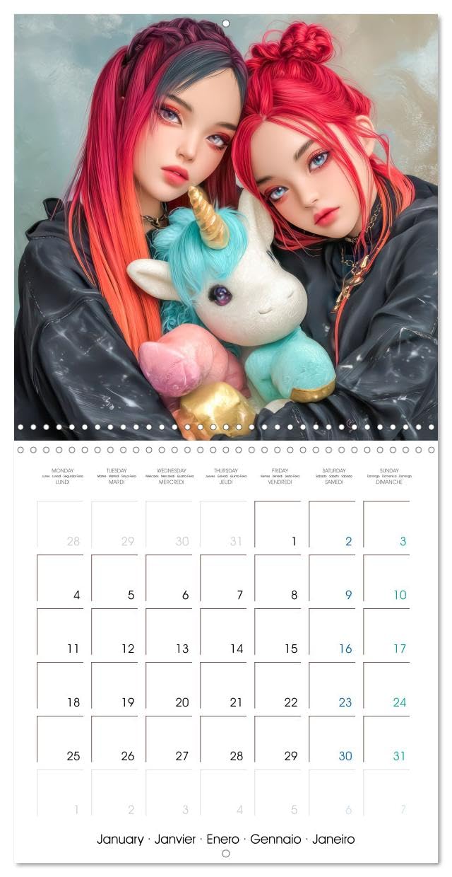 Calendrier 2027 · Des peluches - Inspirées du style Manga