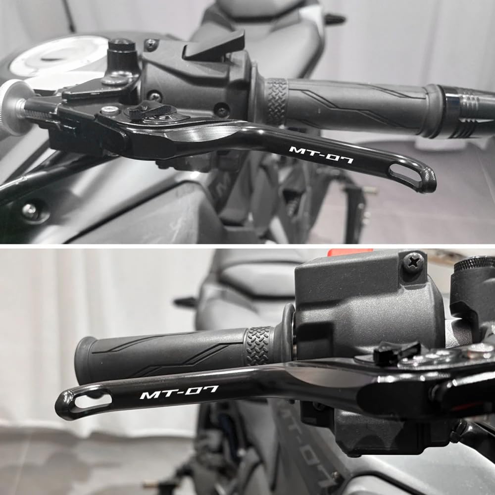 Per Yamaha MT07 MT-07 MT 07 FZ07 2014-2026 CNC Maniglie integrate per moto, a risparmio energetico, regolabili per freno e frizione (Nero)
