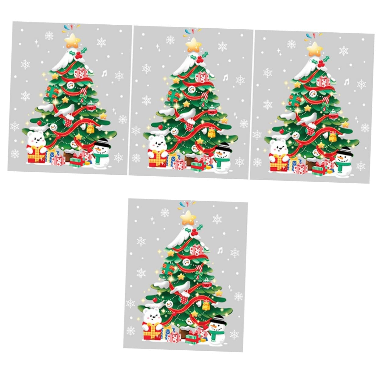 Autocollants sapin de Noël réfléchissants en PVC électrostatique pour vitrage x4