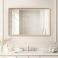 Vista 14 de Espejo de pared enmarcado con efecto cobre retro, espejo rectangular de 16 x 20 pulgadas, vidrio templado antidesilvering, marco sostenible