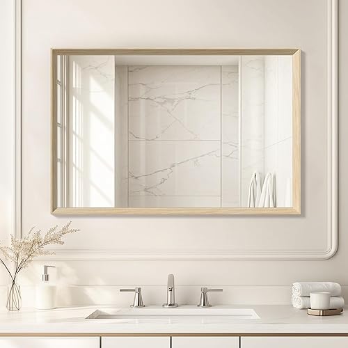 Miniatura 14 de Espejo de pared enmarcado con efecto cobre retro, espejo rectangular de 16 x 20 pulgadas, vidrio templado antidesilvering, marco sostenible y Cobre