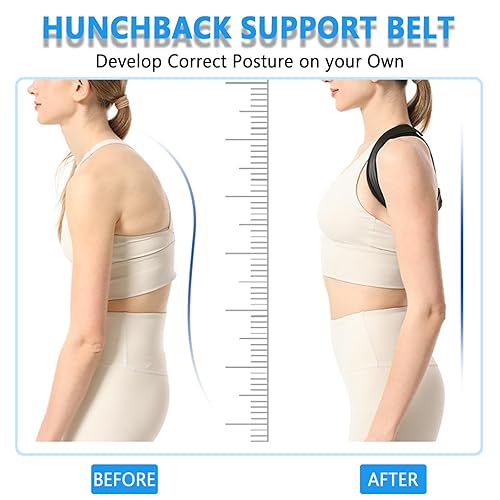 Miniatura 4 de Corrector de postura ajustable transpirable para mujeres y hombres, cinturón de apoyo enderezador mejora jorobado y alivio para la parte superior de