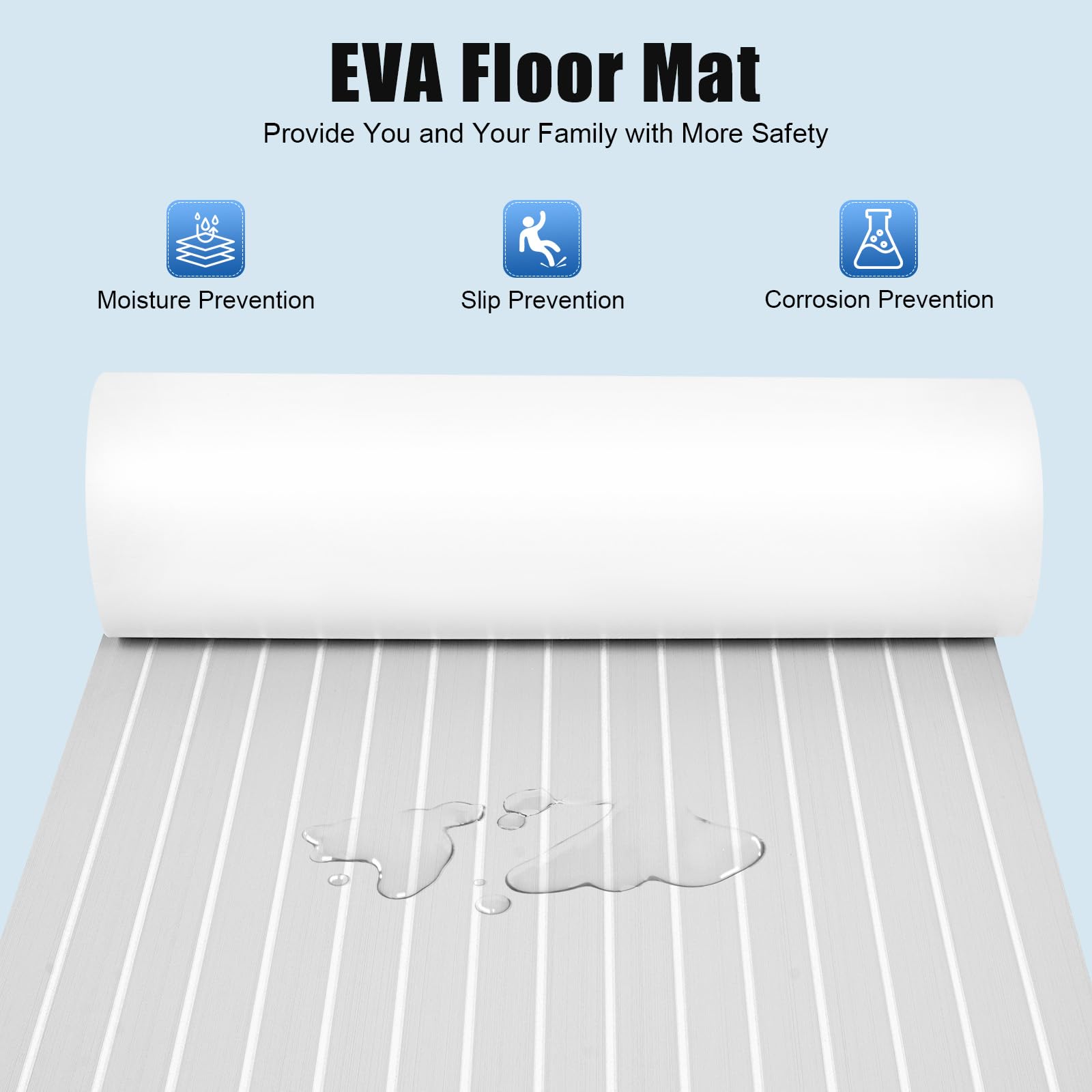 Eva Antirutsch Matte 240x90cm Selbstklebend Bodenmatte 6mm Dicke, Zuschneidbar, Wasserfest für Caravan, Boot, Yacht, Camping, Grau