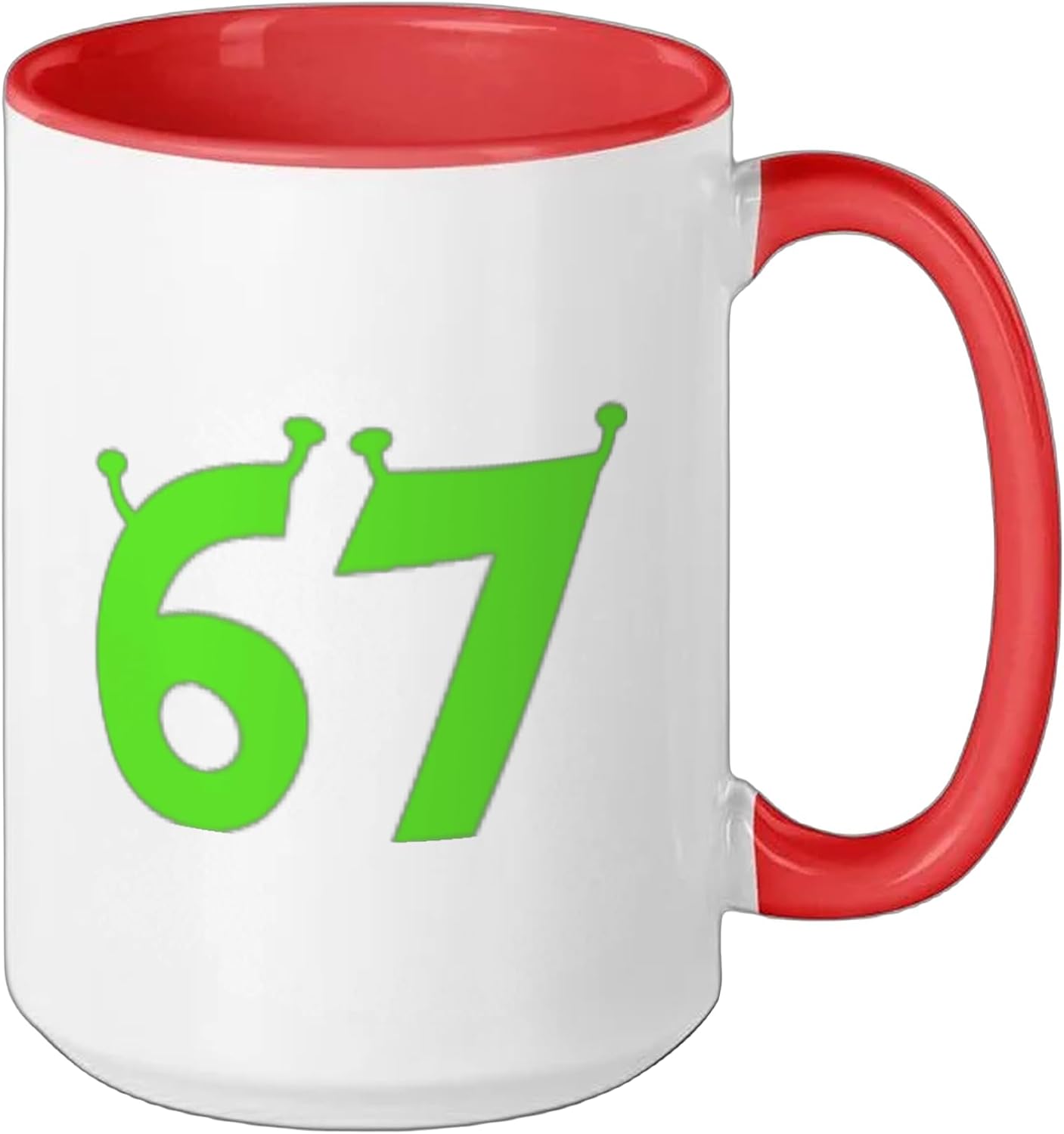 67 Alien Space Number Sci-Fi Symbol Futuristic Design Ceramic Mug, Red/White, 15oz image 2