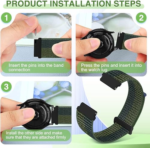 Miniatura 4 de Correa de nailon de liberación rápida de 0.630 in, 0.709 in, 0.787 in, 0.866 in, compatible con Samsung Galaxy Watch 3 de 1.772 inGalaxy Watch 1.811