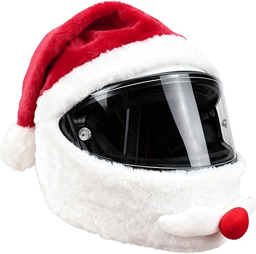 Funny Christmas Motorcycle Helmet Cover Cartoon Cute Plush Santa Claus Hat Helmet Protection Fun Rides Gift Festival Xmas Winter Full Face Helmets