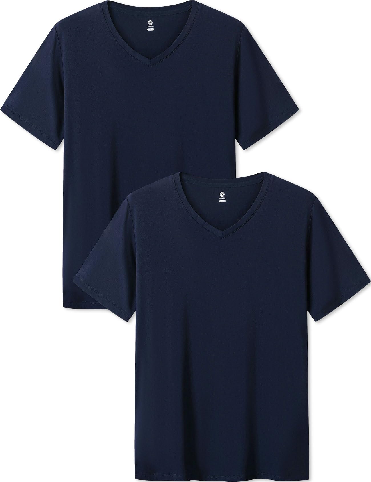 LAPASA Camiseta Manga Corta para Hombre Camiseta Interior Sólida Transpirable con Cuello en V y Cuello Redondo (Paquete de 2) M07/M08