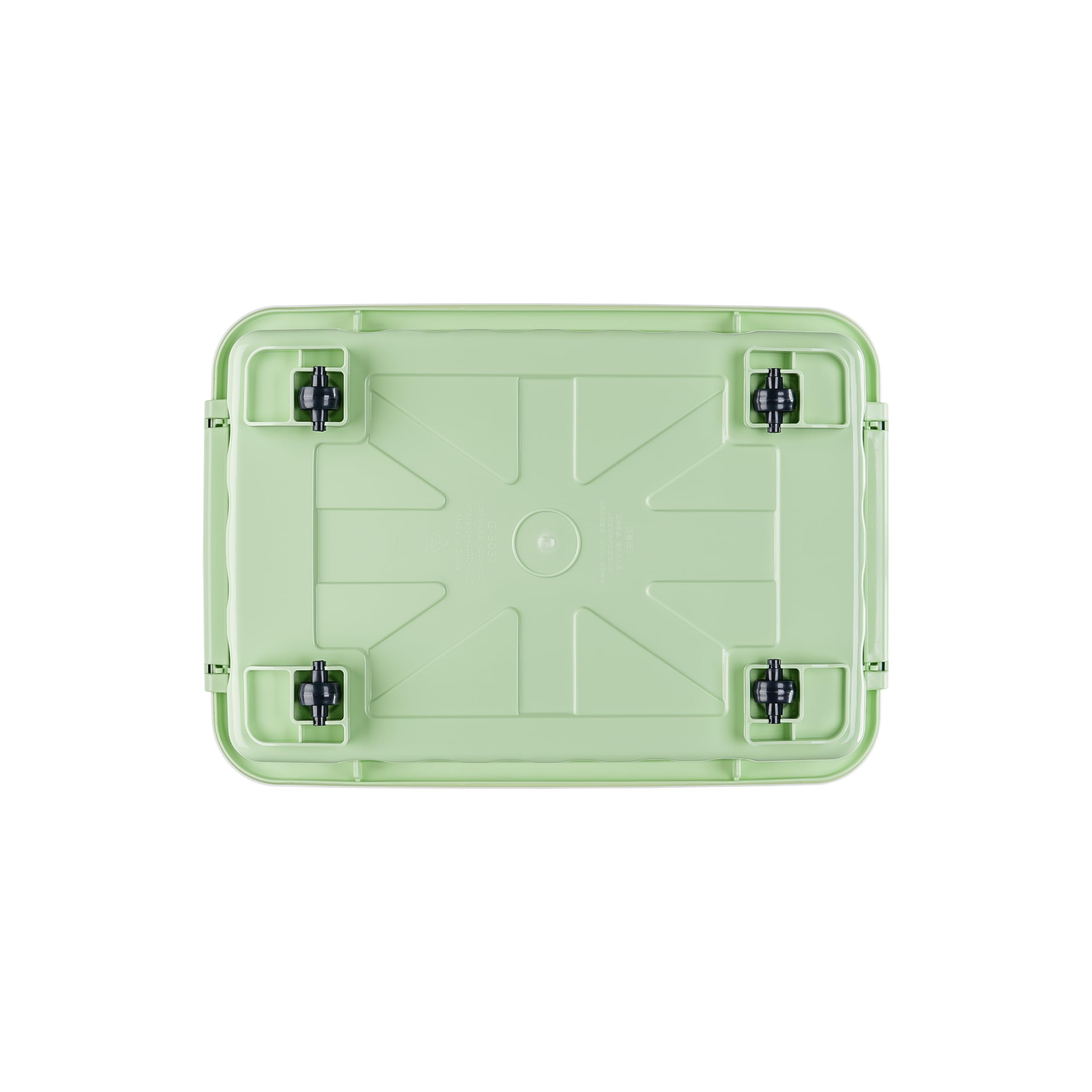 Cetomo 35L x 4 opbergdozen met wielen, plastic opbergdoos met deksel, vergrendelende gespen, kliksluiting, stapelbaar, nesten, duurzame organizer voor thuiskantoorkleding, groen, 35L-4 Pack