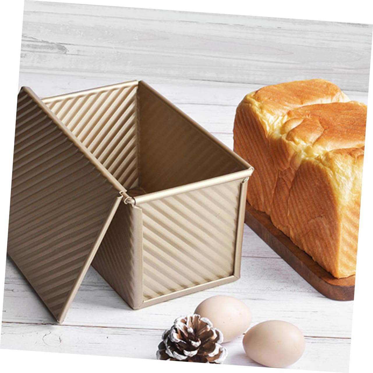 PRETYZOOM 2 Stück Toast Kastenform mit Deckel aus Kohlenstoffstahl, Gold | Antihaft Beschichtung, Polierte Oberfläche, Leicht zu Reinigen, für Backofen und Hausbacken, 450g