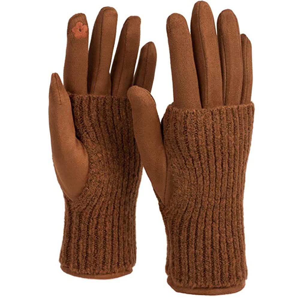 Gants en tissu pour écran tactile marron contre le froid hivernal