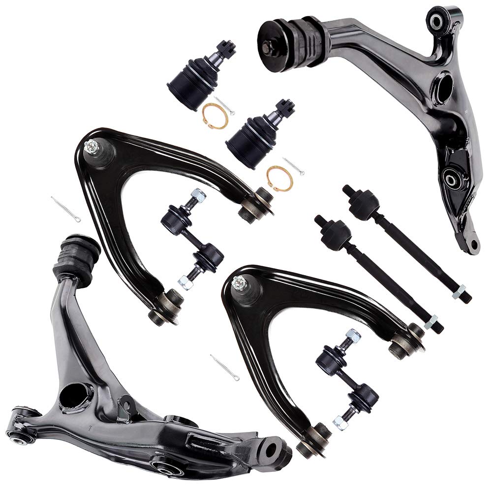 SCITOO 10pcs Front Suspension Kit Lower Upper Control Arm Inner Tie Rod End Sway Bar Link Lower Ball Joints Fit 1997-2001 For Honda CR-V