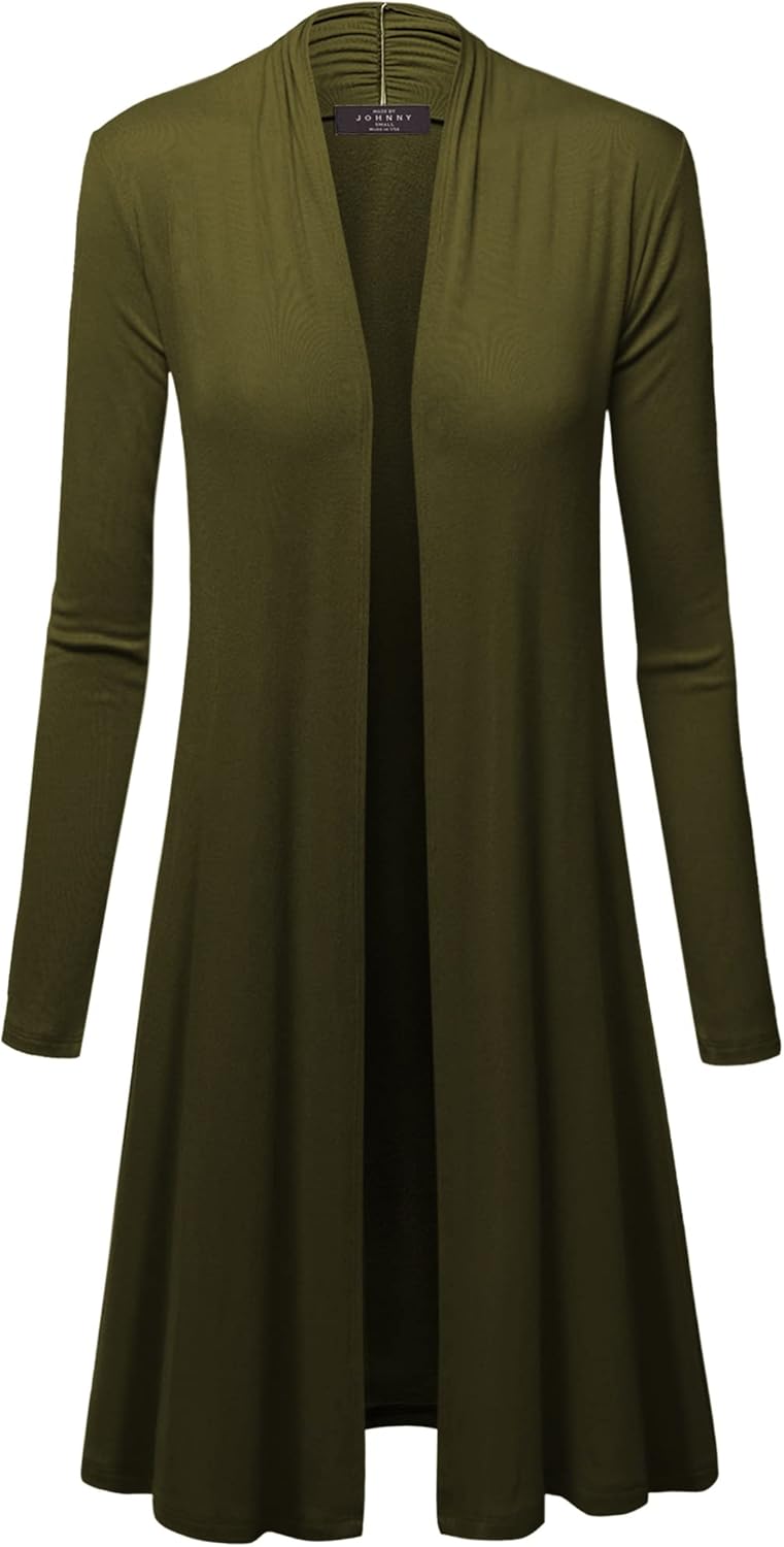 Made By Johnny Women's Solid Long Sleeve Open Front Drape Long Cardigan Duster - Comfortable & Stylish Outerwear - Image 4