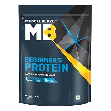MuscleBlaze Beginner's Whey Protein (Chocolate, 1 kg / 2.2 lb) No Added Sugar, Faster Muscle Recovery & Improved Strength