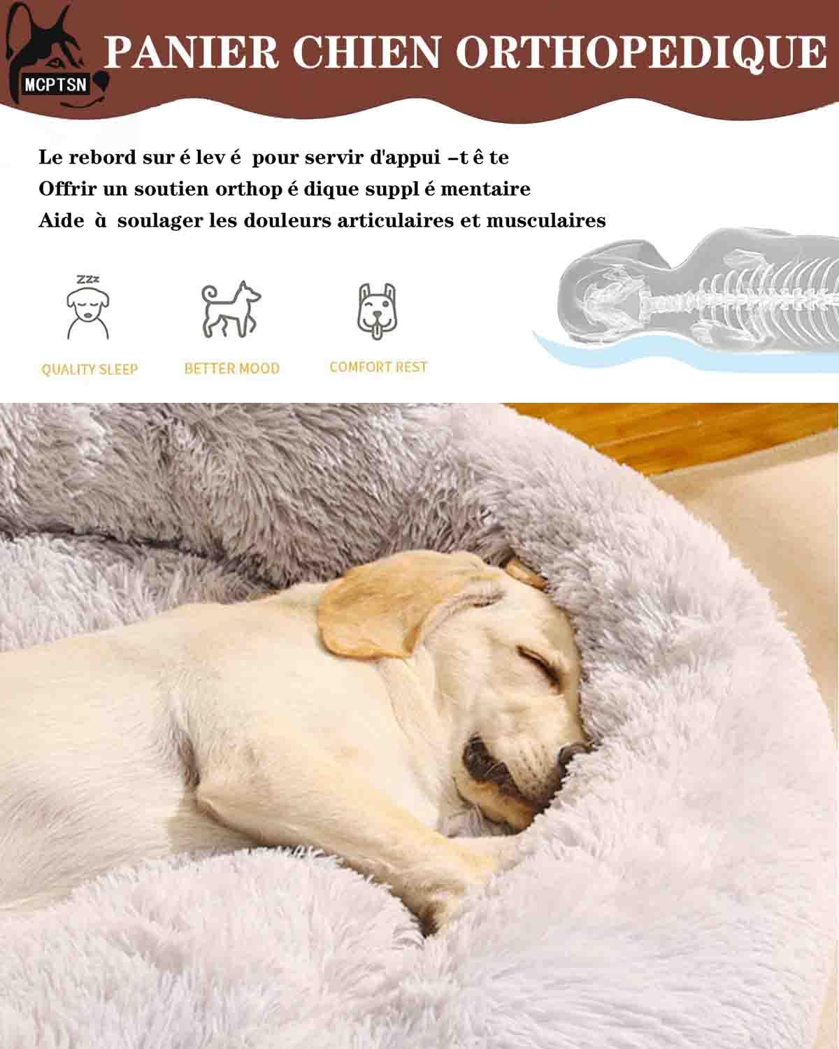 Cesta redonda para perro desenfundable, cojín para perros y gatos, lavable, cama para perros, talla grande, ortopédica, esponjosa y cómoda (5XL, 120 cm, gris oscuro)