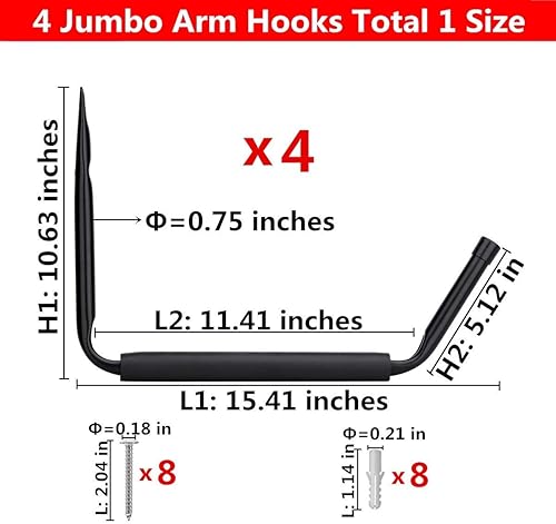 Miniatura 2 de Colgador de ganchos de almacenamiento de kayak para interiores de garaje resistente, soporte colgante de pared para tabla de remo de canoa,