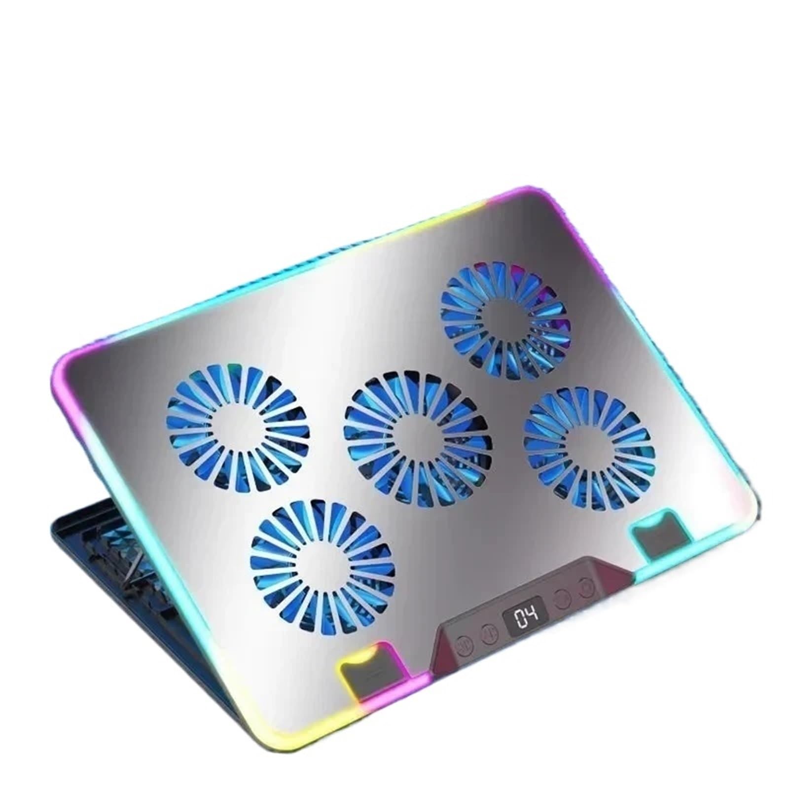 Laptop Cooler podstawka pod laptopa Pięć Wentylatorów Chłodzony Powietrzem Stojak Chłodzący Do Notebooka Wspornik 11-17.3 '' Regulowany Pod Wieloma Kątami Uchwyt(F36-5Fans-Silver)